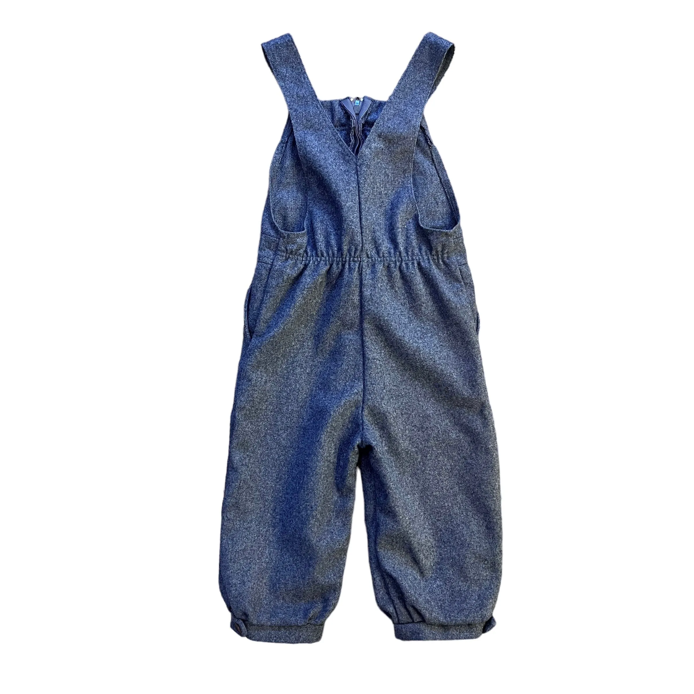 1970's Grey Cropped Dungarees / 4-5 Years