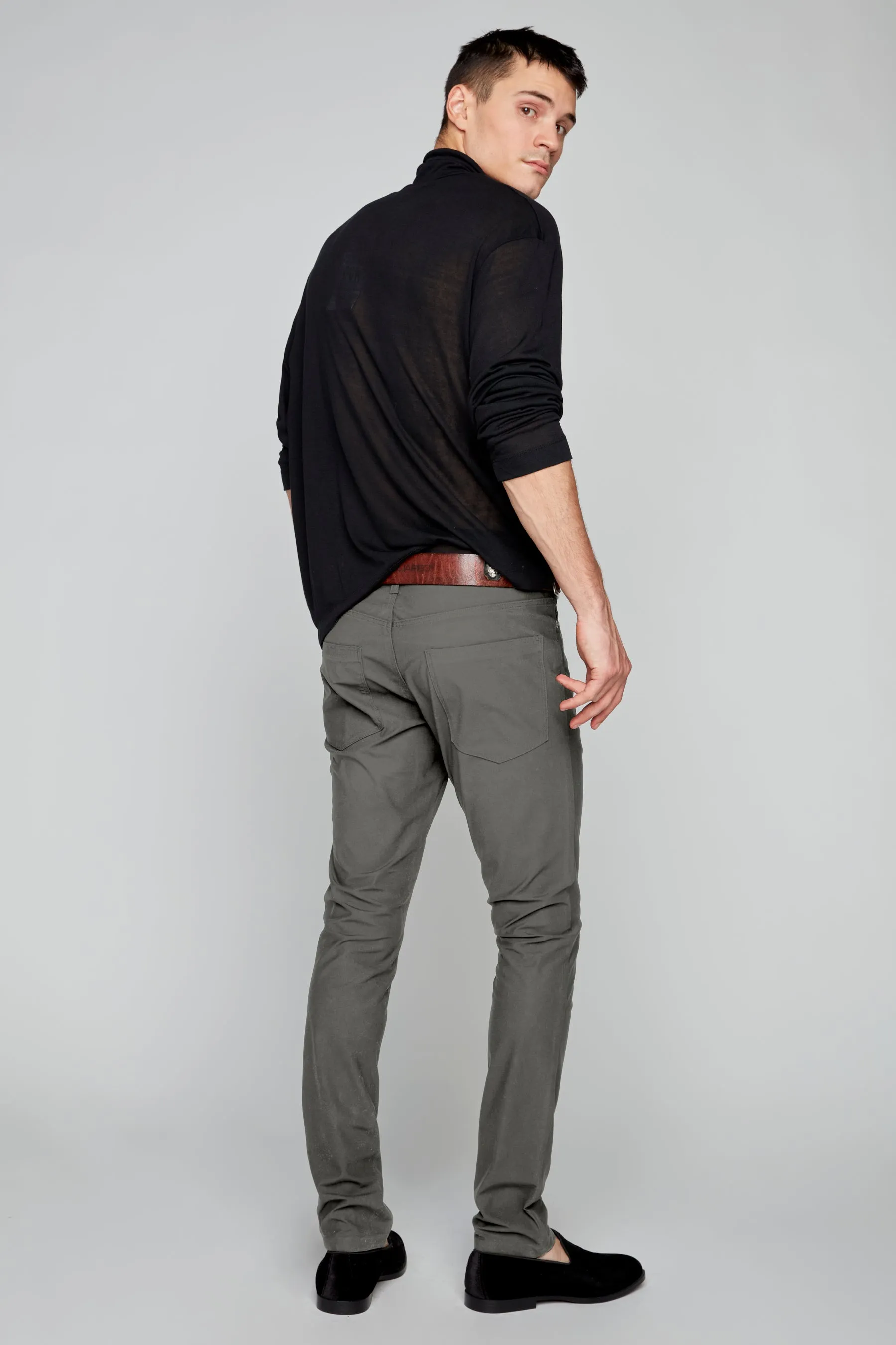 Charcoal Slim Fit 5-Pocket Mens Pants