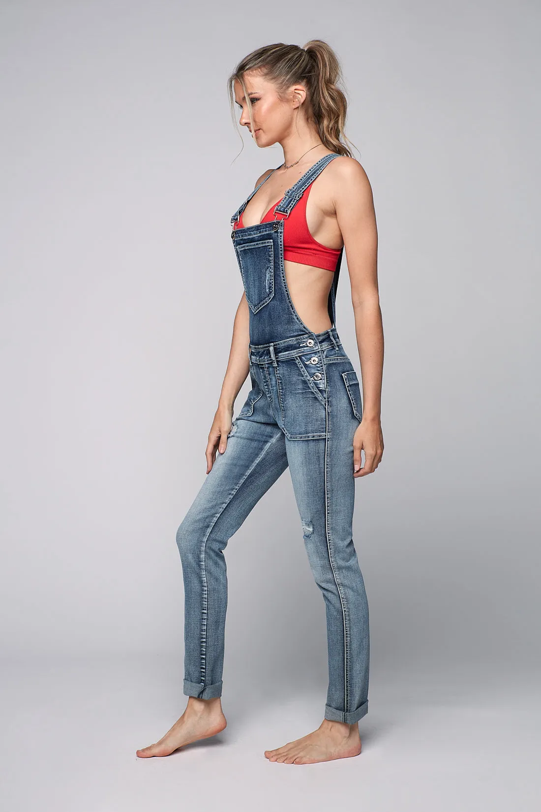 ALICE - Denim Skinny Overall - Snow Wash