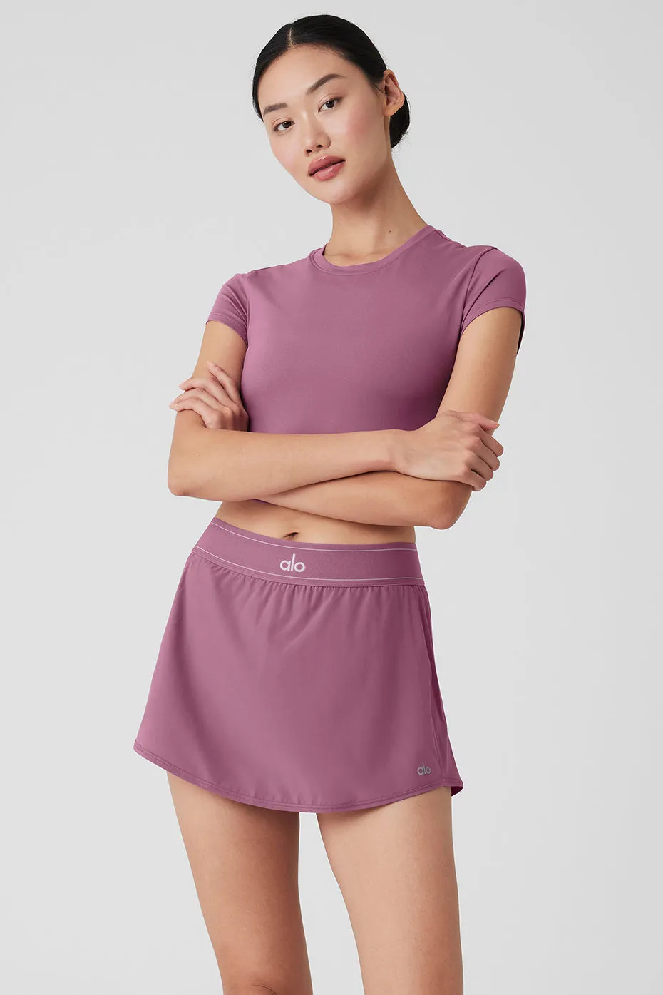 Alosoft Crop Finesse Short Sleeve - Soft Mulberry