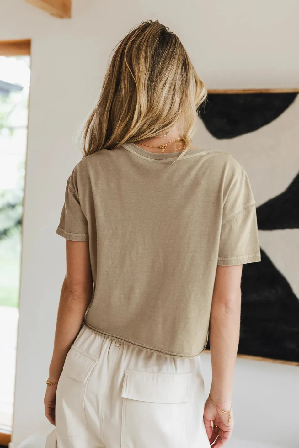 Billie Cropped T-Shirt in Beige - FINAL SALE