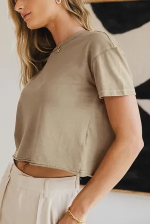 Billie Cropped T-Shirt in Beige - FINAL SALE