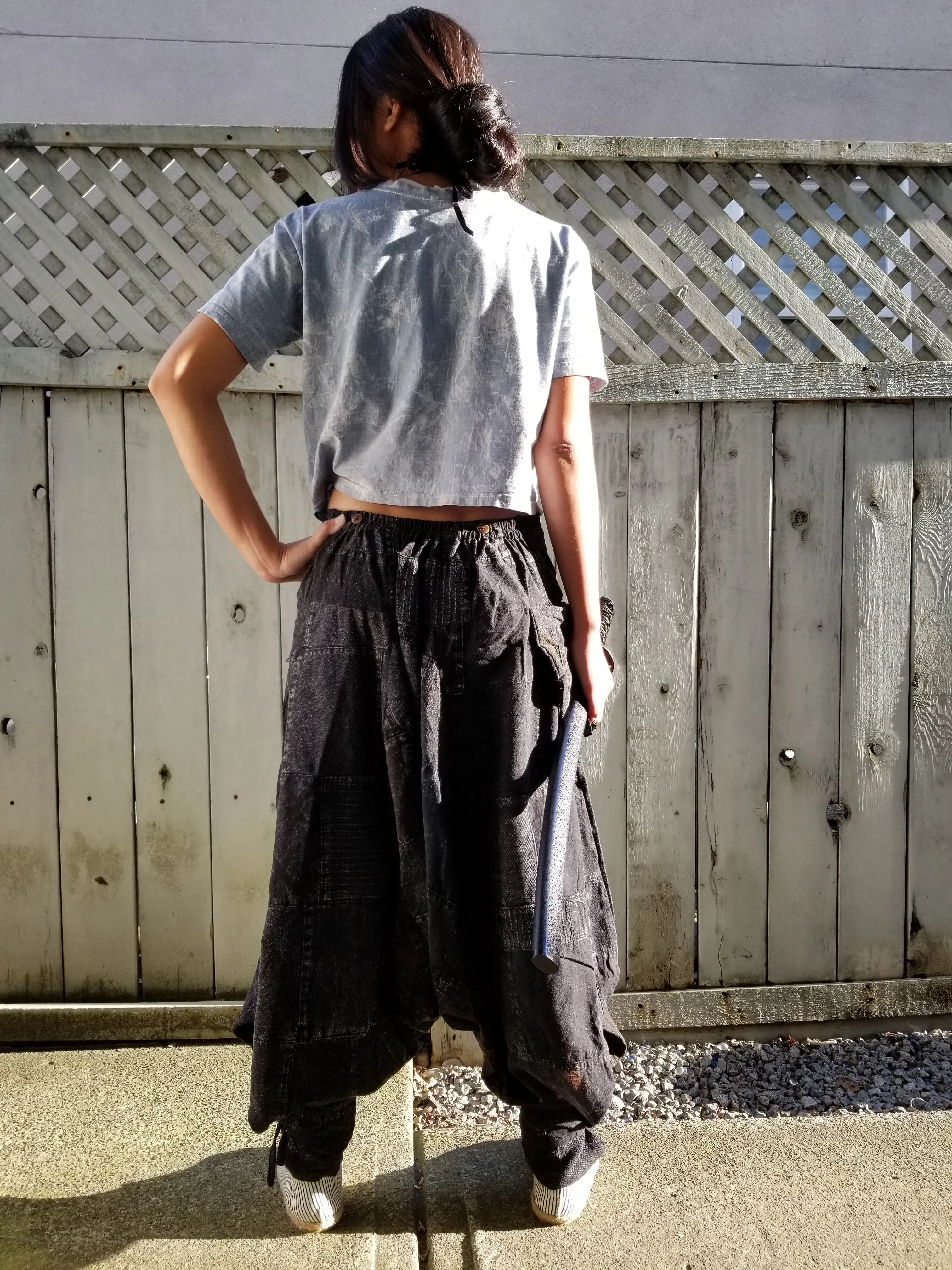 Black Patchwork Tribal Warrior Pants