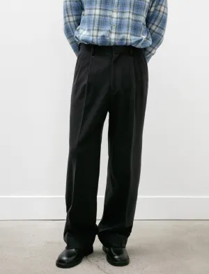 Brushed Super Fine Wool Flannel Slacks Ink Black