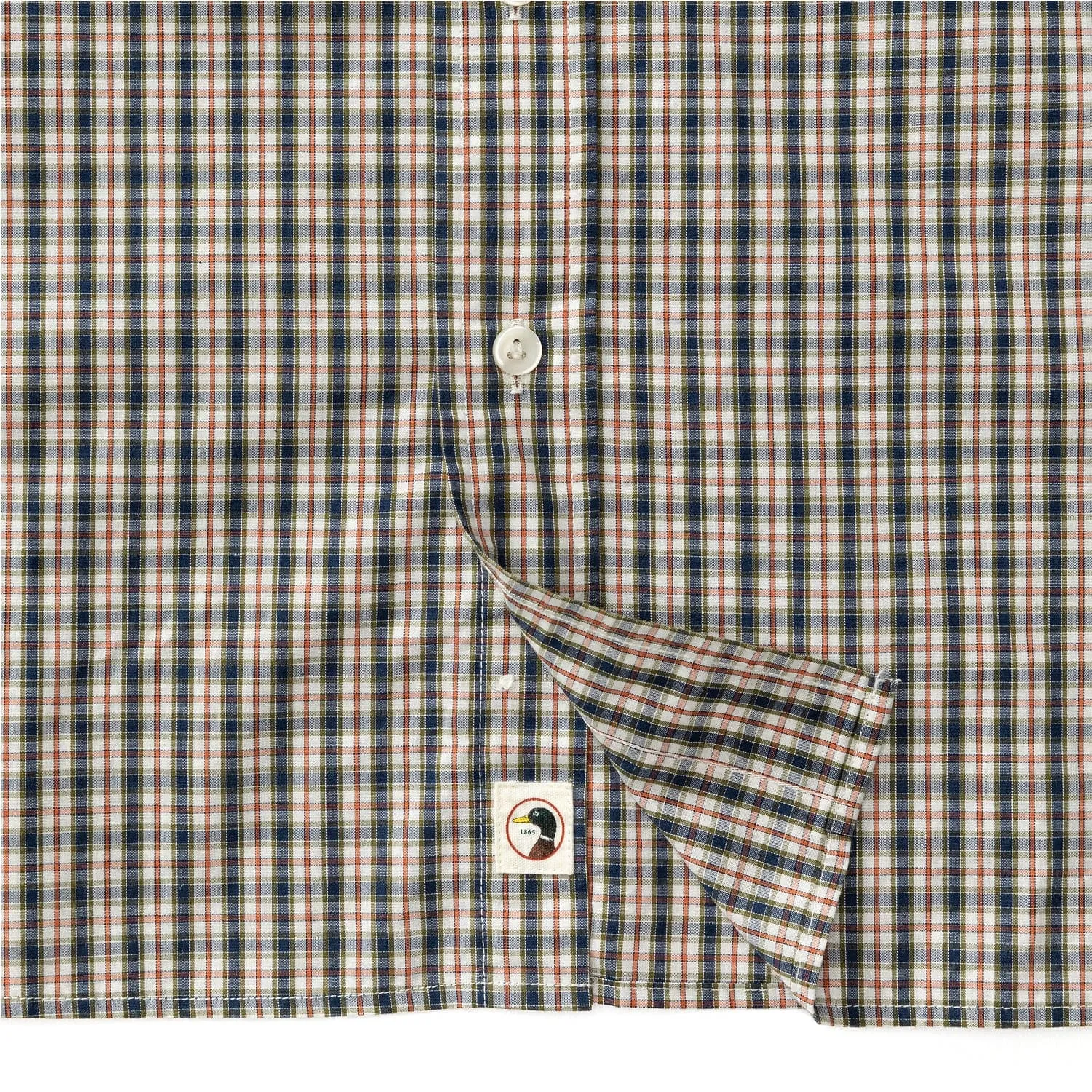 Cotton Poplin Sport Shirt Hatcher Plaid- Navy