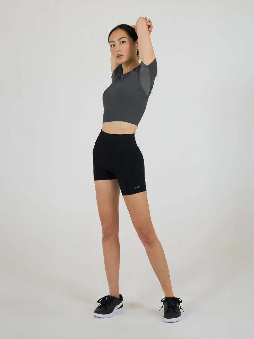 Cut Out Back Cropped Short Sleeve