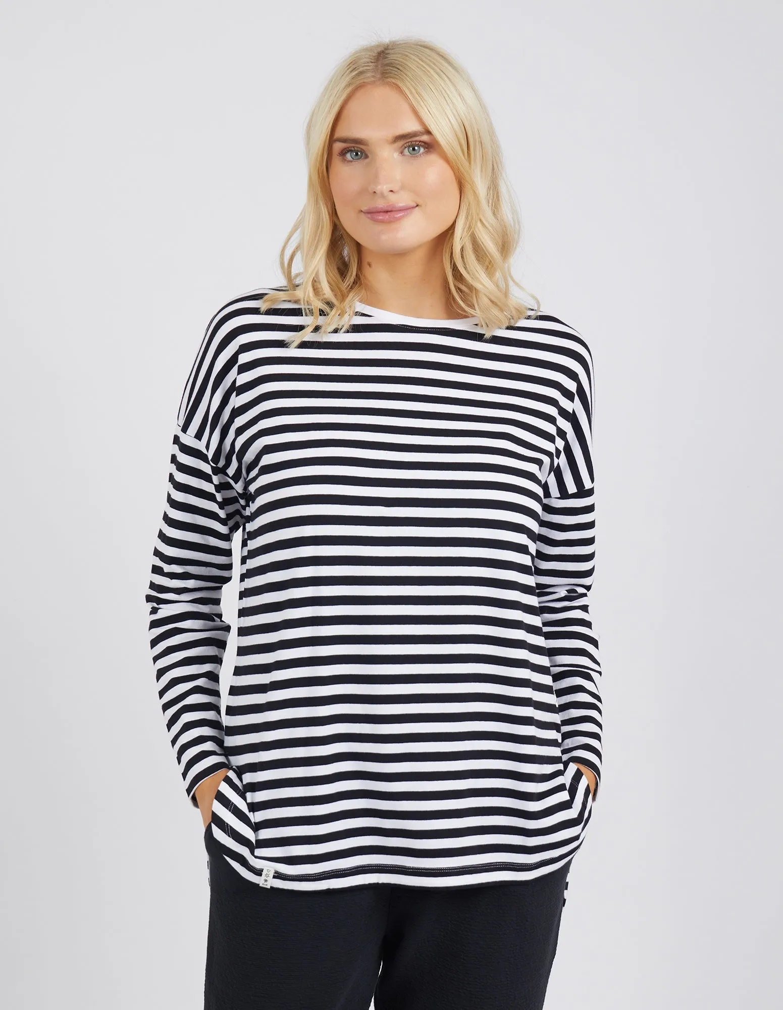 Elm Lauren Stripe LS Tee - Black & White Stripe