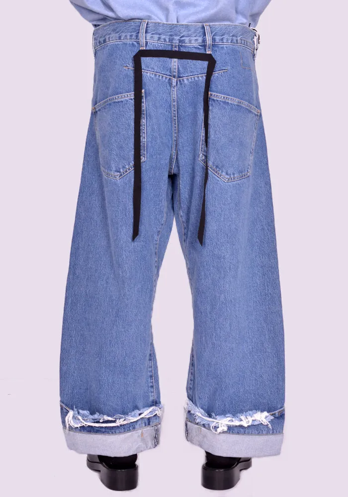 MARINA YEE FW24-0062-549 UNISEX DEAN BLUE OVERSIZED DENIM TROUSERS STONE (New season FW24)