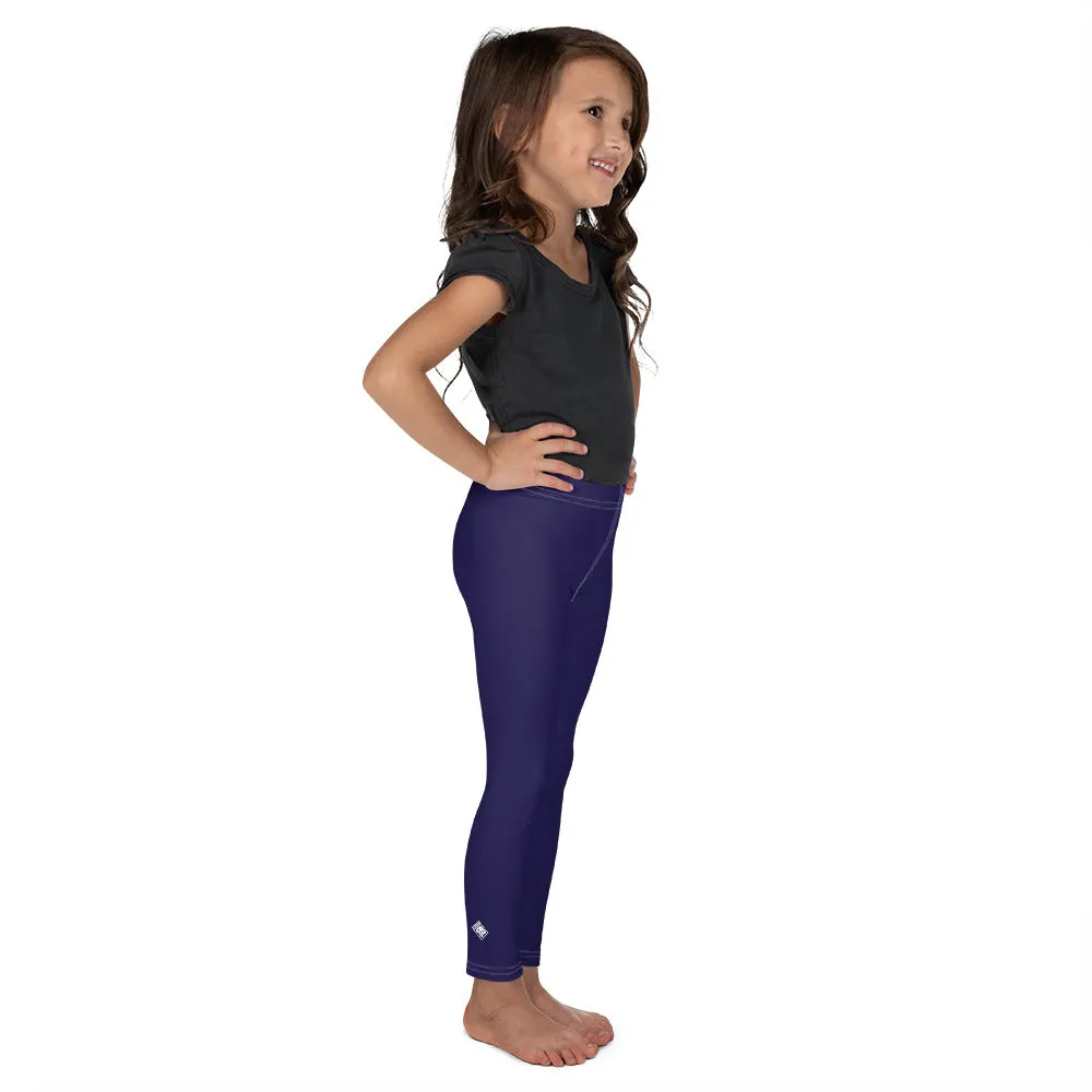 Playtime Perfection: Solid Color Workout Leggings for Girls - Midnight Blue