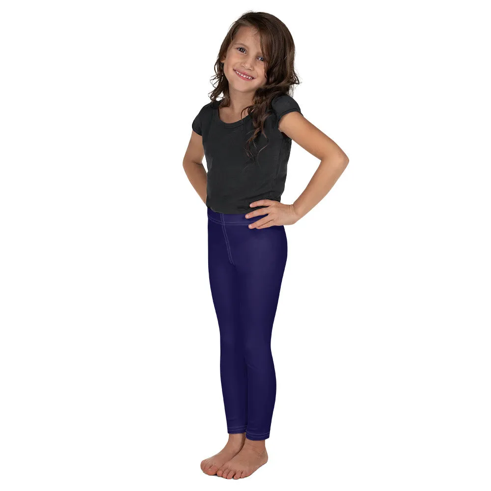 Playtime Perfection: Solid Color Workout Leggings for Girls - Midnight Blue