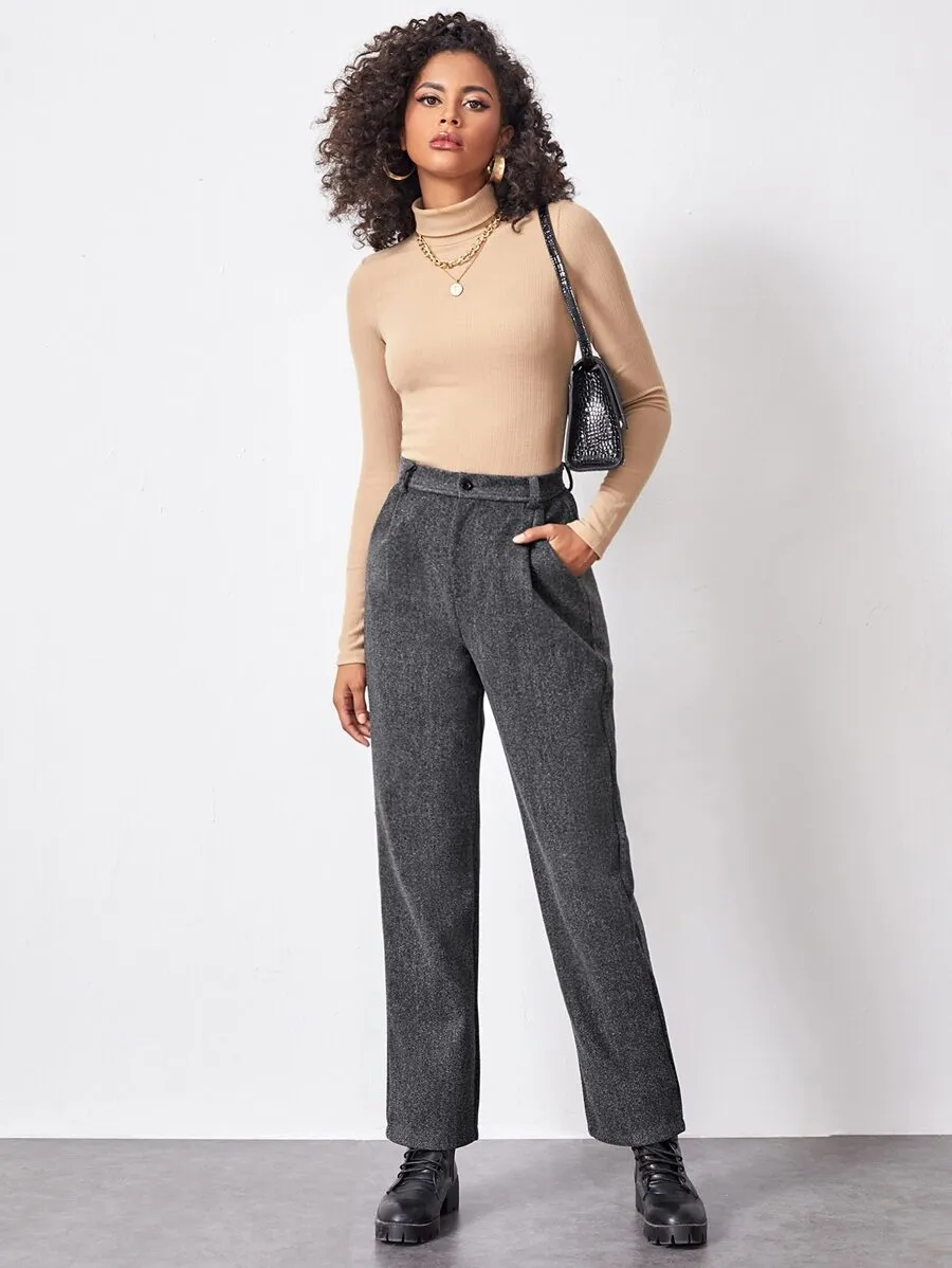 Pleated Straight-leg Trousers