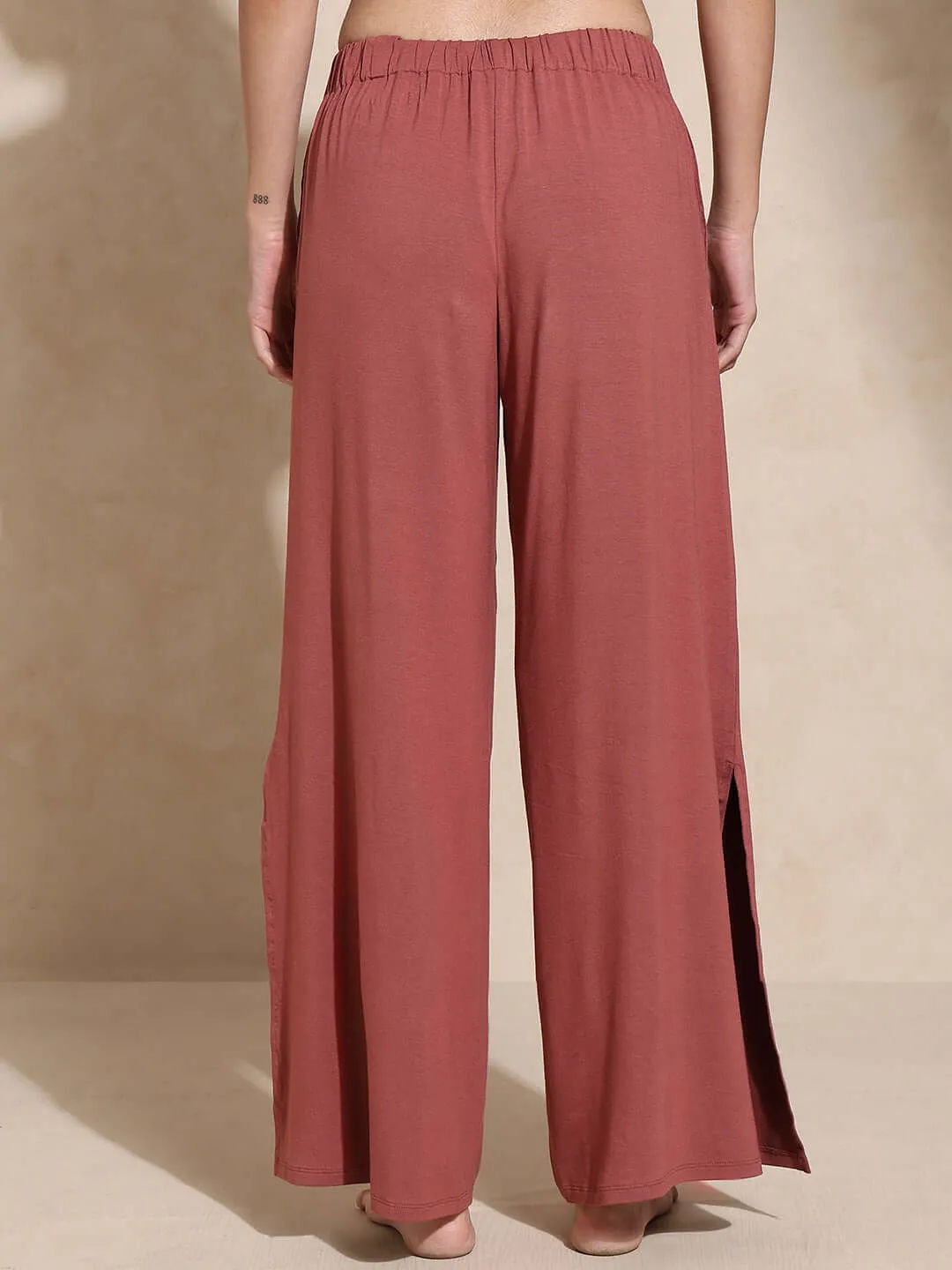 Zen Tee & Lounge Pants with Slit Marsala